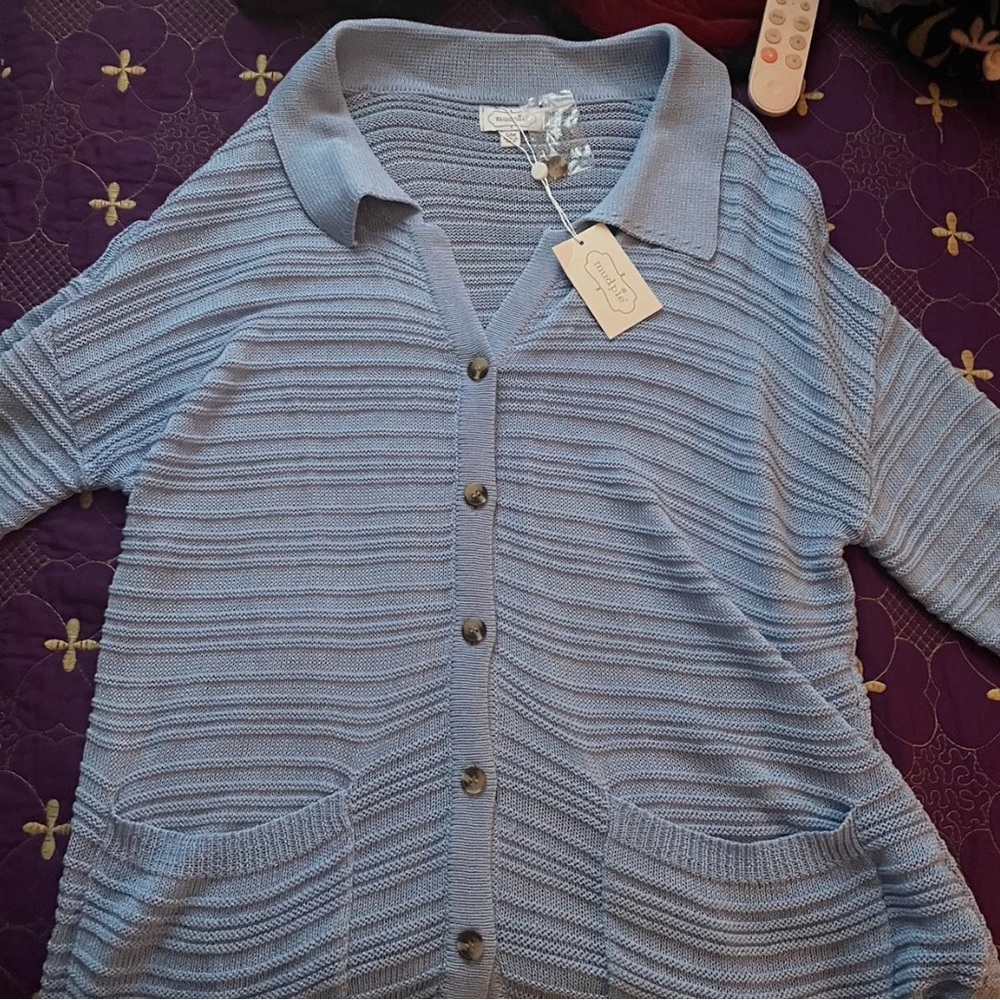 Mudpie light blue cardigan!